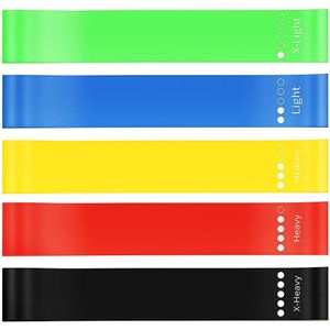 Resistance band,Portable resistance bands for workout, For Strength Training and Flexibility Exercises, Natural latex material,Heavy duty,5 different resistance levels, Pilates, Yoga Physical, Set of 5