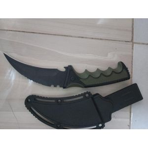Outdoor Survival claw Tactical teeth Knife Double edged sharp Fixed Blade Knife With Sheath and green handle