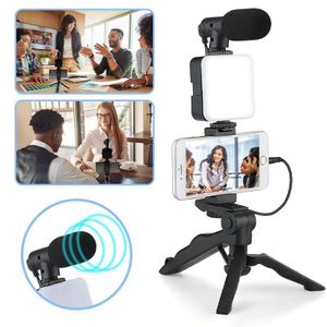 AY-49 Tripod Vlogging Stand with Built-in Microphone