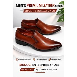 Handcrafted Men’s Leather Slip-On Shoes – Elegant Gradient Finish, Premium Comfort & Durable Formal Wear, brown plain