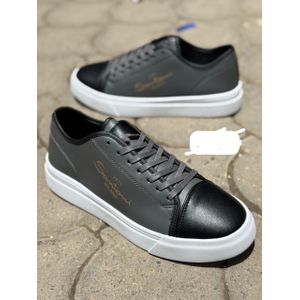 Men’s Casual Sneakers – Grey Lace-Up Comfortable Flat Shoes