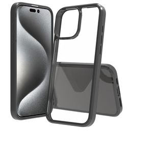 Hybrid Crystal Clear Acrylic Back TPU Sides with Tactile Buttons Back Cover Case for iPhone 16 Pro Max