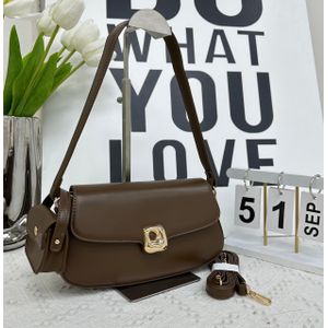 Chic Espresso Brown Two-Piece Bag Set – Luxury Shoulder Bag with Side Pouch