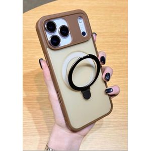 Translucent case cover with magsafe rotating ring stand and free camera lens protectors for iphone 17 pro max