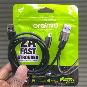 Oraimo Fast Charging USB Cable for Android Phones Durable High Speed Data Sync Charger Cord Micro USB Universal Compatibility Quick Charge Strong Nylon Braided Cable for Samsung Tecno Infinix Oppo Xiaomi
