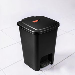 30 Litres Black Hard Plastic Easy to Clean Compact Size Step Pedal Garbage Waste Dust Bin
