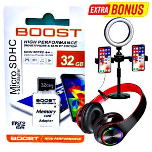 Boost 32 GB Micro SDHC Memory card // Adjustable  Ring Light // B39 Headphone 