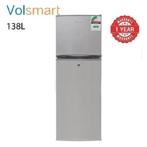 VOLSMART Double Door Refrigerator – 138 Litres, Energy Efficient, Lockable – Silver