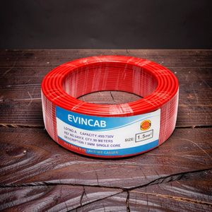 Evin 1.5mm Red Single Core Solid High Conductivity Durable PVC Indoor Electrical Wiring Cable 