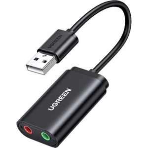 Ugreen US205 USB 2.0 to 3.5mm Headphone External Sound Adapter, Black – USB Audio Converter for PC, Laptop, Headphones, Speakers & Online Calls