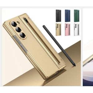 Electroplated Leather case with inbuilt stylus pen and front guard for Samsung Z Fold 5
