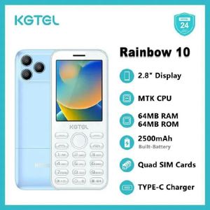 Kgtel  RAINBOW 10 2500 mAh Inbuilt Battery 64MB Storage 2.8 inches quad Sim card Slim And Stylish Cell Phone type c charger featured phone