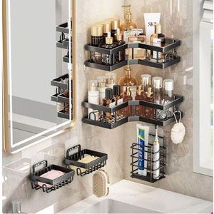Bathroom Multipurpose 5pcs Set Rectangular And Corner Shower Caddy Shelf/5in1 Shelfs Wall Organizer