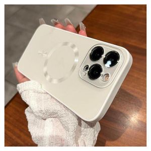 Apple For Magsafe Lightning Ag Matte Case For 14pro 14 13 12 Pro Max 11 Magnetic Tempered Glass Camera Film Protector Cover-White_For IPhone 14 ProMax