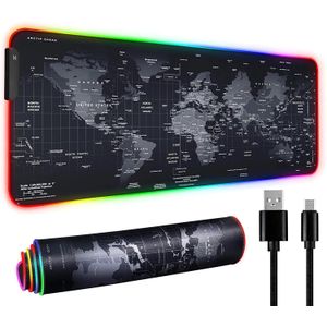 Universal World Map RGB LED Gaming Mouse Pad 80x30 CM