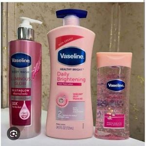 Vaseline 3 in 1 Daily Brightening Lotion 600 ml, Luminous Body Wash, Vitamin B3 Body Oil