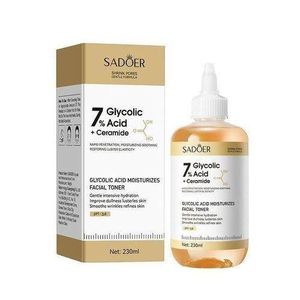 SADOER 7% Glycolic Acid + Ceramide Facial Toner – 230ml Exfoliating & Hydrating Toner for Bright, Smooth, Healthy Skin
