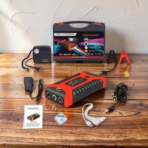 High Performance Large Capacity Portable 12V 99800mAh 2-in-1 Multi-Functional High Power Car Emergency Jump Starter Kit with Tire Inflator Air Compressor 