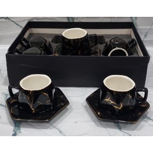 12-Piece Ceramic Cups & Saucers Set with Gift Bag – Tea & Coffee Drinkware