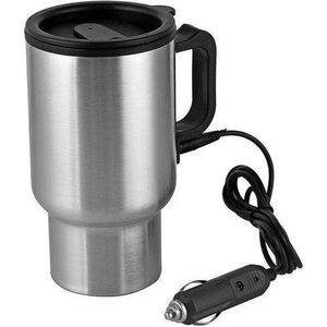 12V Car Electric Heating Mug – Stainless Steel Travel Coffee Cup with Anti-Slip Base