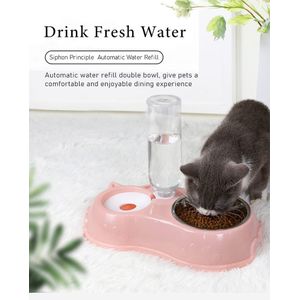 Automatic Pet Feeding Bowl with Water Dispenser – Double Bowl Feeder for Cats & Small Dogs