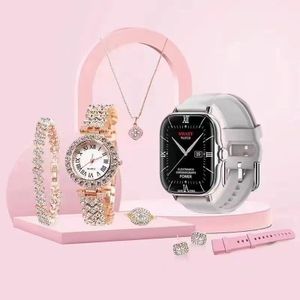 A58 Plus Women Smart Watch 8 in 1 Jewelry Gift Set with Touchscreen Fitness Tracker and Accessories