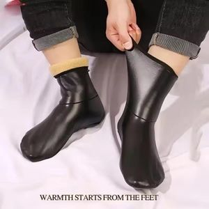 Winter warm leather thermal soft anti-slip indoor unisex socks