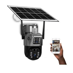 Remote Pan And Tilt Control 12MP 4G Simcard PTZ Rotating Dual Lens Outdoor Smart Security Monitoring Solar Camera