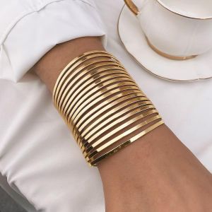 Bohemian Style Multi-Layer Alloy Bracelet for Women - European & American Influencer-Inspired Bold Oversized Shiny Bangle