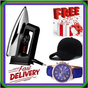 AILYONS User-Friendly 1000W Electric Dry Iron Box // IronBox – Teflon Soleplate for Smooth Ironing + FREE GIFTS CAP & WRIST WATCH