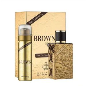 Brown Orchid Gold Edition Unisex Perfume EDP -80ml+ Deo Spray