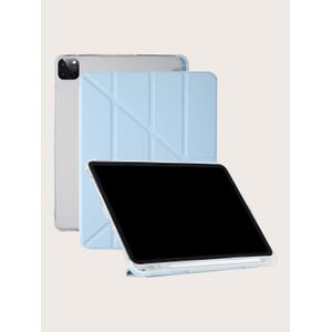 Foldable Clear Back Case for iPad Air 13-Inch M3 (2025)– Pencil Holder, Tri-Fold Stand, Slim Protective Cover (Sky Blue)