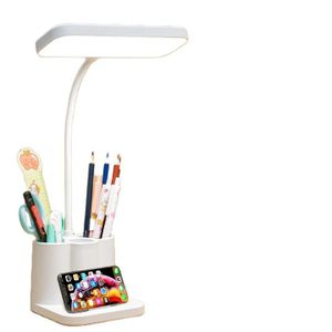 Dimmable LED desk lamp with pen holder Smart touch night light for kids study white shade for room use 