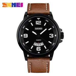 Skmei 9115 genuine leather waterproof quartz watch