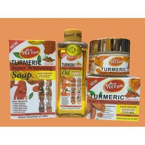 VEET GOLD Turmeric Super Lightening COMBO (250 G SOAP + 200ML OIL + 100G FACE CREAM)