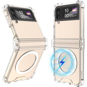 AICase MagSafe-Compatible Clear Case for Samsung Galaxy Z Flip 4 – Anti-Yellowing, Shockproof, Slim Transparent Protective Cover with Magnetic Ring