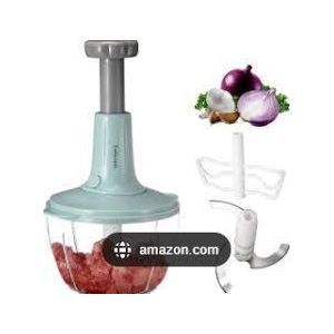 Vegetable Chopper: 2-Litre, Quick Vegetable Manual Hand Chopper to Chop Veggies, Fruits, Herbs, Tomato, Garlic, Onion Chopper for Salad, Salsa, Pesto, Coleslaw, Puree, Indian Cooking