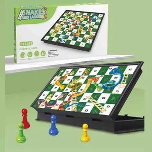 Snake & Ladder Magnetic Game Board – Eco Friendly Plastic Foldable Portable Family Educational Board Game 33 x 25cm