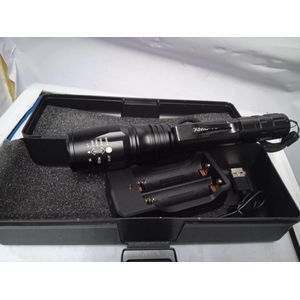 Compact USB Rechargeable Flashlight and Torch with Waterproof Aluminum Body and Zoom