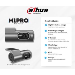Dahua M1PRO DASHCAM CAMERA WITH 128GB MICROSD MEMORY CARD COMPLETE VEHICLE MONITORING SOLUTION.