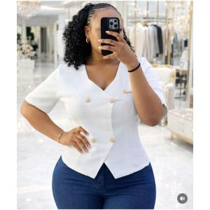 Fashion Ella Women's Double-Breasted Sweater Top 