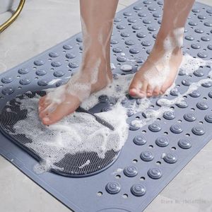 45×60cm Anti-Slip Bathroom Mat with Foot Scrub – Grey