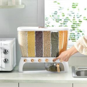 6 Compartments 12L Dry Food or Grains or Cereal Dispenser with Dispensing Cup