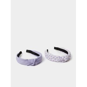 Set of 2 Floral Textured Headbands – Top Knot Twist Hairbands for Women & Girls (Purple)