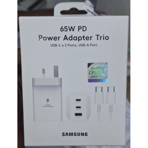 Samsung 65W Power Adapter Trio Super fast Charger with 65w,25w ,15w With Type C to C 
