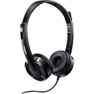 Rapoo H100 Stereo Wired Headset – Crystal Clear Calls, Comfortable Fit, 3.5mm Universal Audio Jack, Black