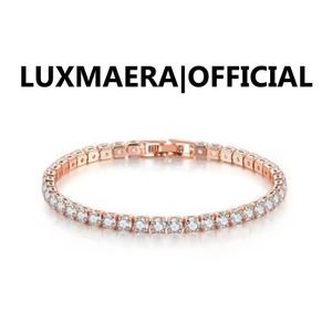 Luxmaera Rose Gold Tennis Bracelet for Women, 4mm CZ Sparkle