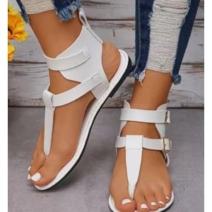 Ladies white leather  durable summer sandals