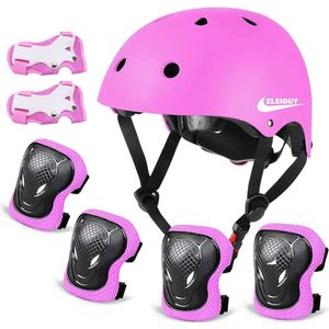 7 Pcs Pink Cycling and Skating Protective Gears and Helmet, Knee Pads, Elbow Pads and Hand pads