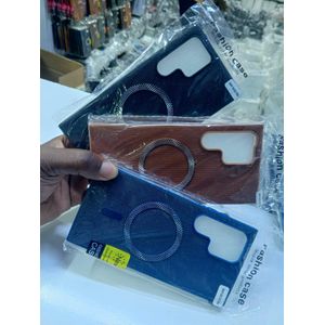 Samsung Leather Textured MagSafe Case for Galaxy S21 Plus – Slim Faux Leather Magnetic Back Cover, Shockproof Anti-Scratch Protective Case with Wireless Charging Support (Brown)